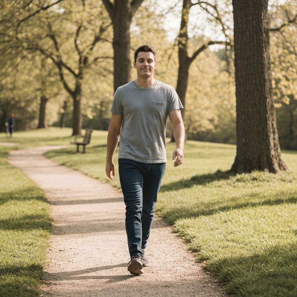 Person walking outdoors in nature